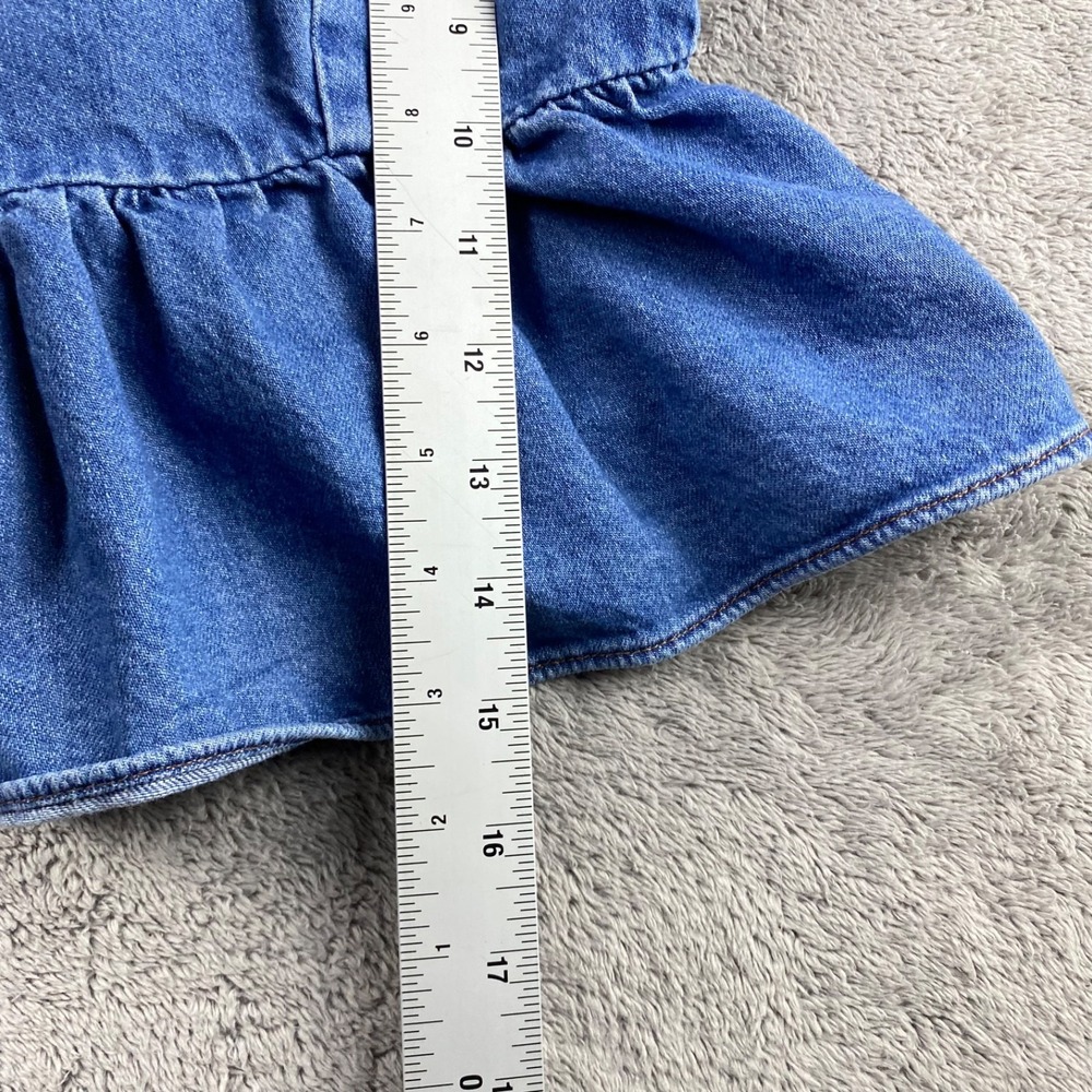 American Eagle Denim Babydoll Top Womens XS Blue Tie Strap Peplum Top - Picture 6 of 12